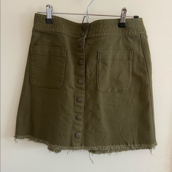 Madewell Green Denim Raw-Hem A-Line Mini Skirt! - Picture 5 of 9